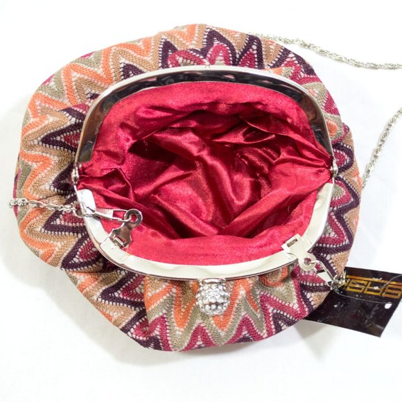 SASHA  Boho Orange Chevron Pattern Slouchy Bag - Picture 8 of 9